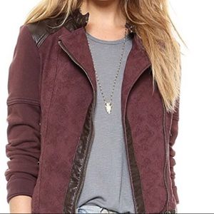Free People Shop Bop Burgundy Moto Jacket Sz 4 NWOT